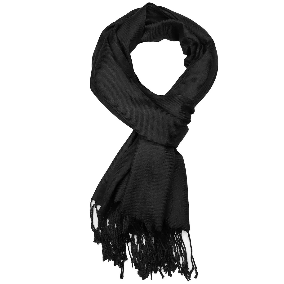 Women's Soft Solid Color Pashmina Shawl Wrap Scarf - Black