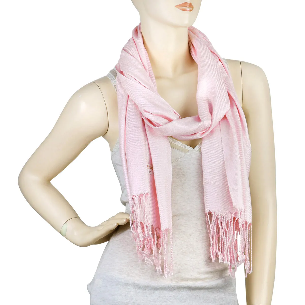 Women's Soft Solid Color Pashmina Shawl Wrap Scarf - Pink