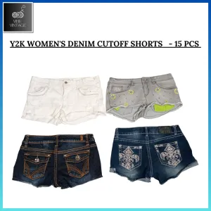 Y2K WOMEN'S DENIM CUTOFF SHORTS - 15 PCS